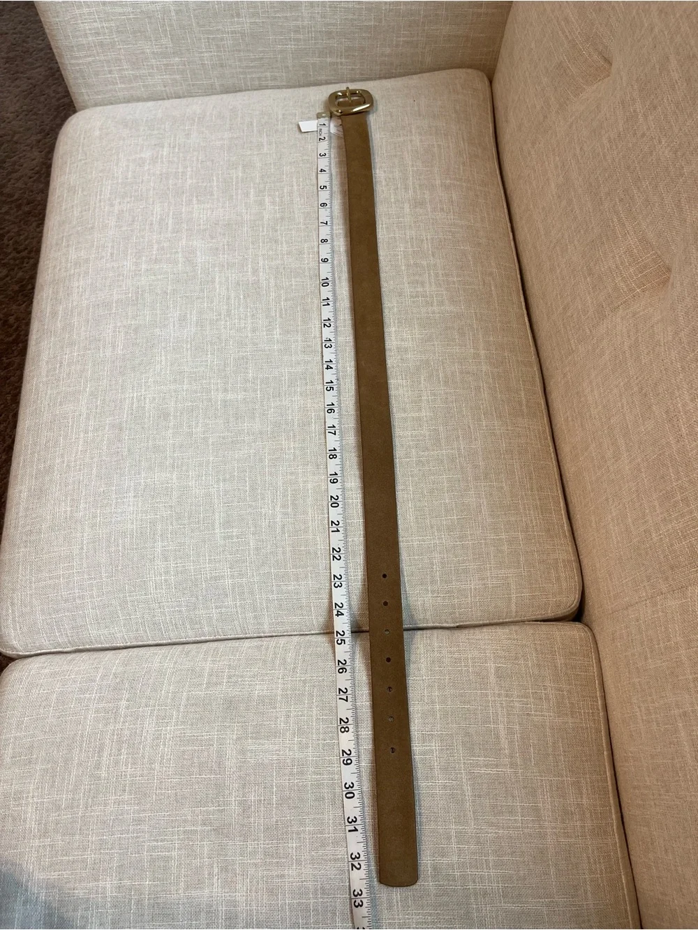 Madewell Tan Suede Belt with Rounded Gold Buckle